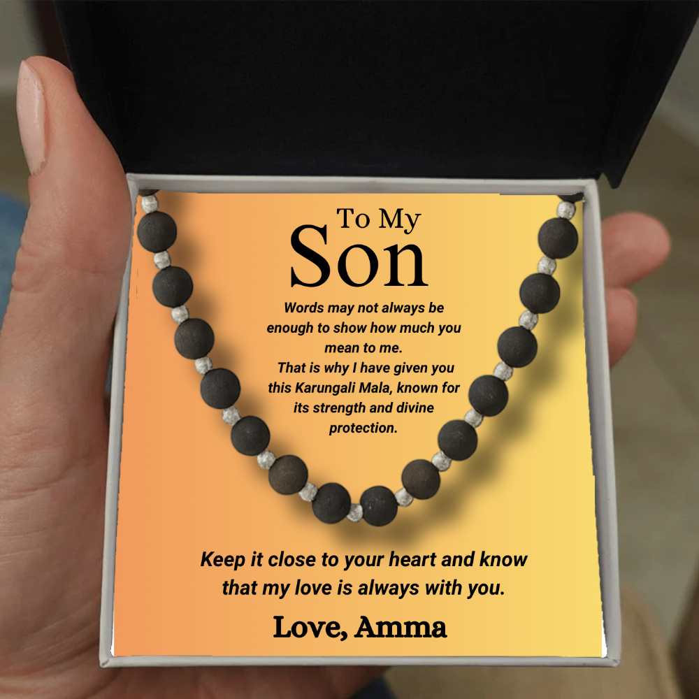 Silver Plated Eternal Karungali Mala - Natural Ebony Wood (Govt. Certified) For Son