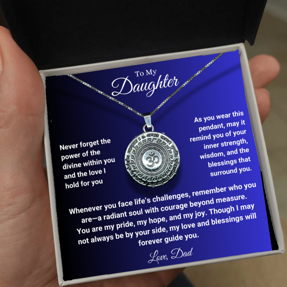 Daughter Maha Mrityunjaya Mantra Om Necklace