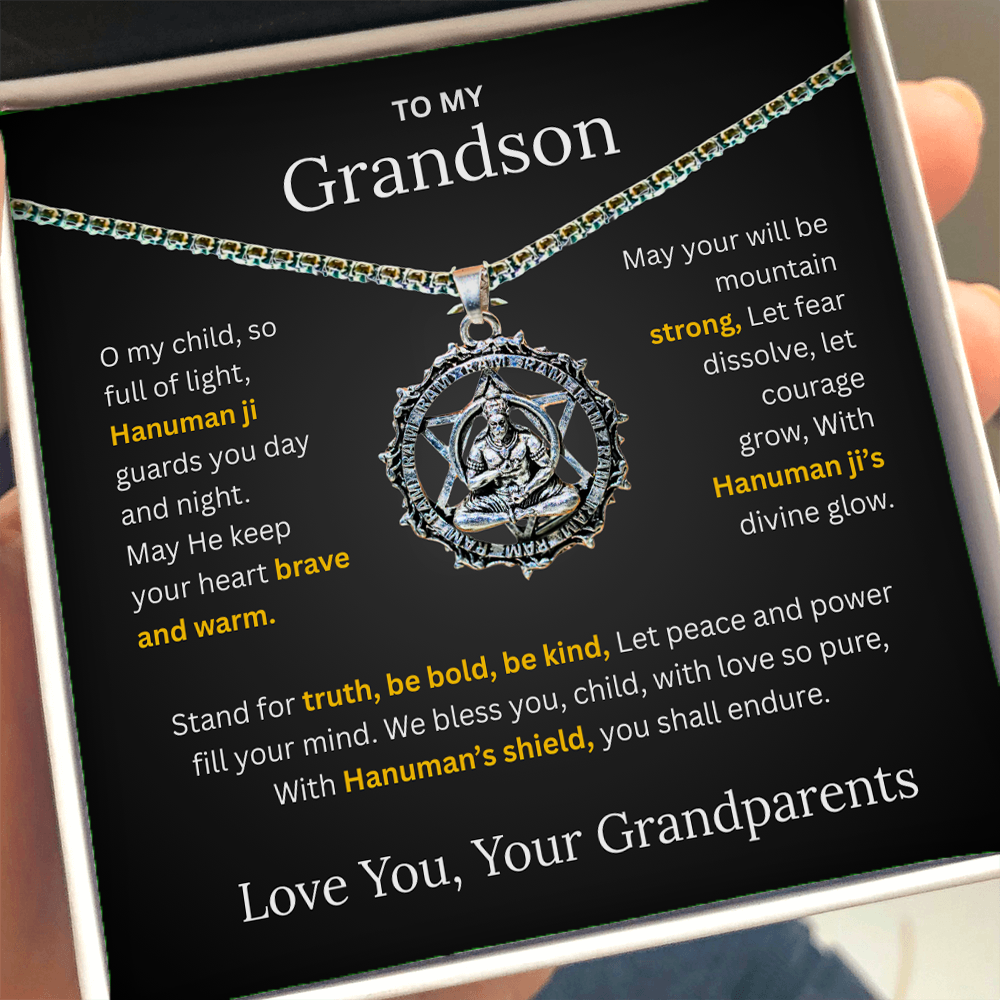 Hanuman Pendant Necklace for Grandson β Spiritual Protection Chain Gift | Lord Hanuman Necklace for Boys