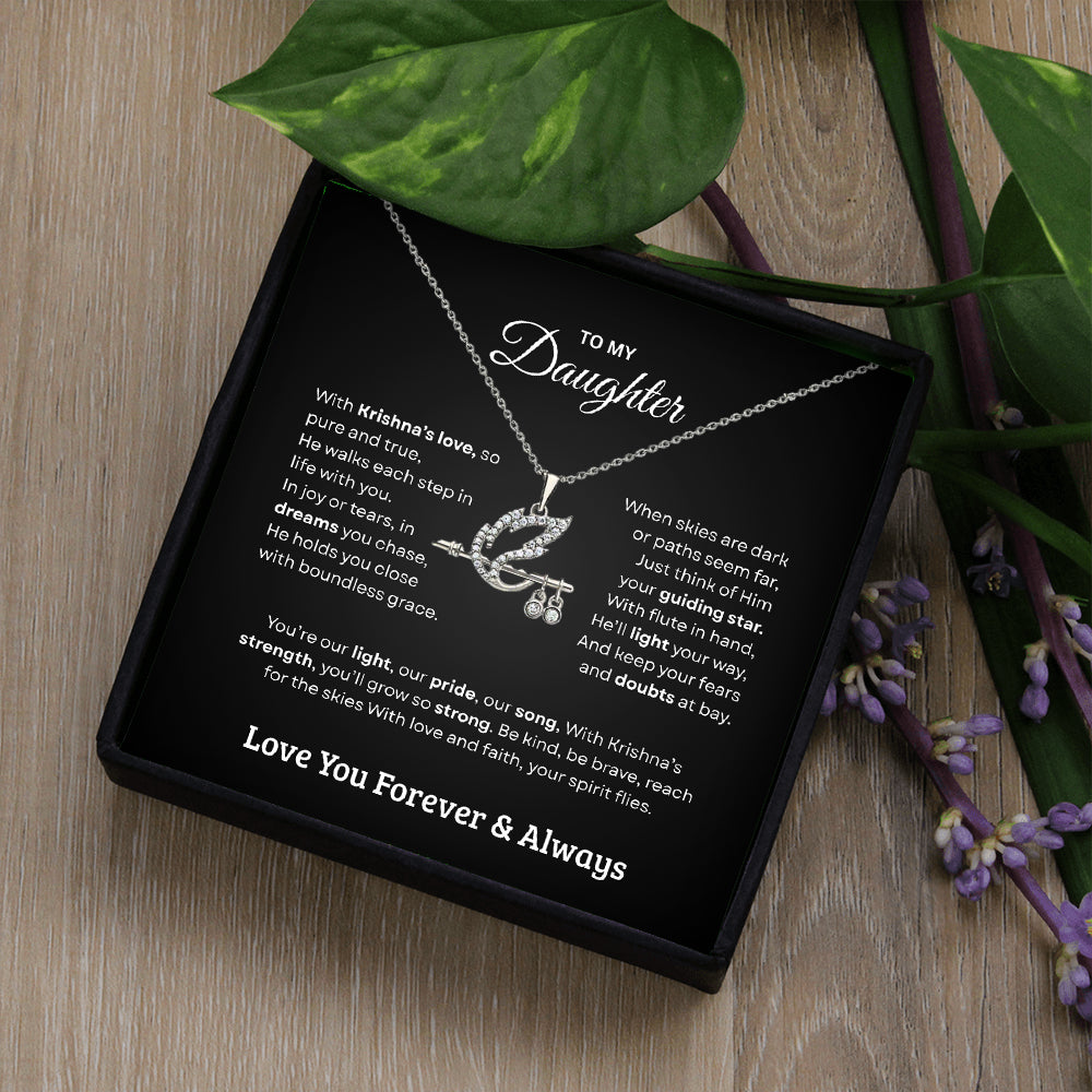 Shree Krishna Bansuri Pendant Necklace – Spiritual Jewelry Gift for Daughter from Dad & Mom