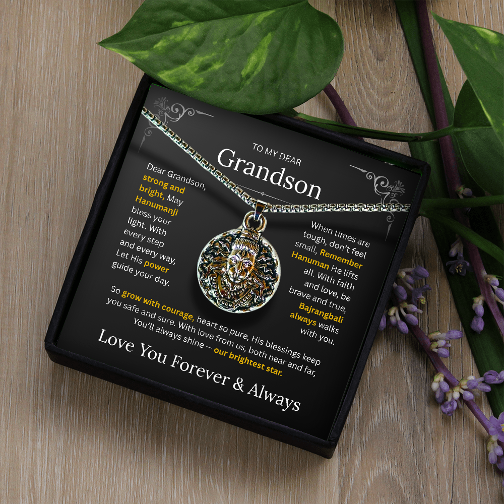 Hanuman Pendant for Grandson – Lord Hanuman Necklace for Protection, Spiritual Gift of Strength & Blessings