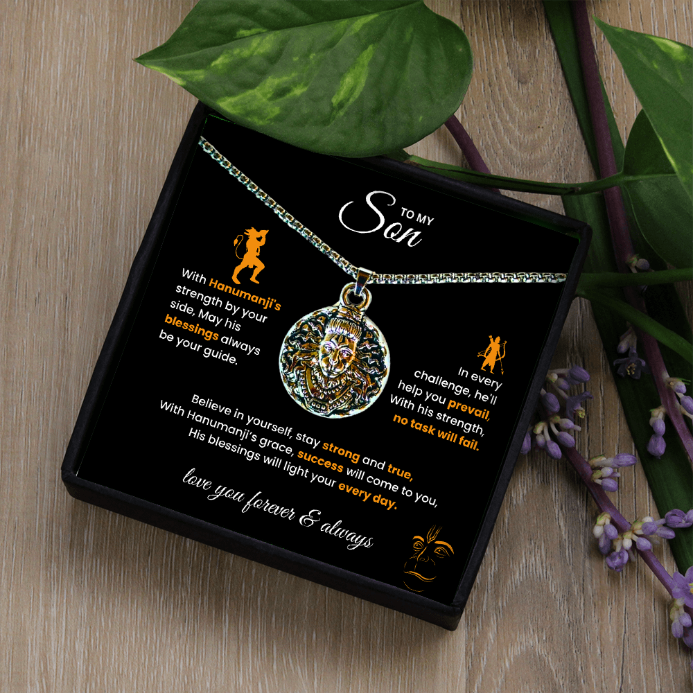 Sterling Silver Hanuman Pendant Necklace for Son – Divine Strength & Protection