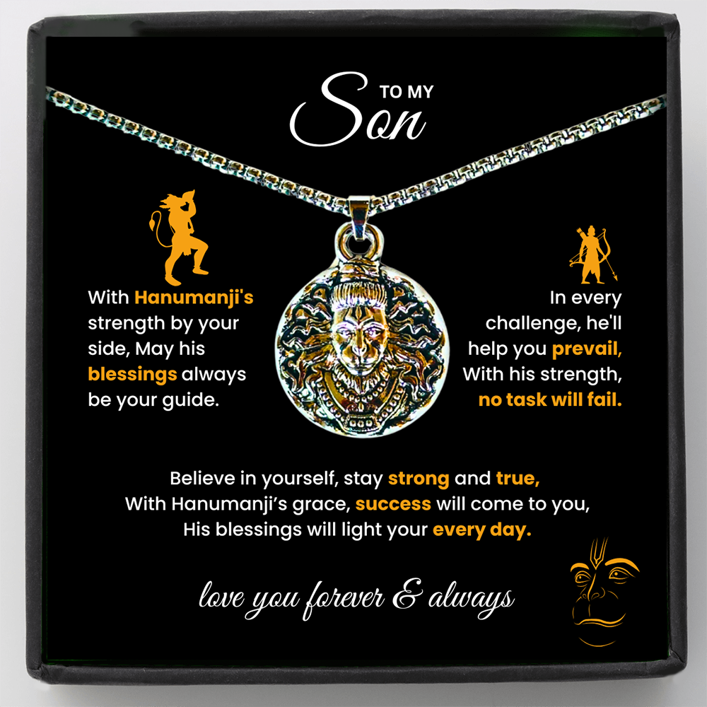 Sterling Silver Hanuman Pendant Necklace for Son – Divine Strength & Protection