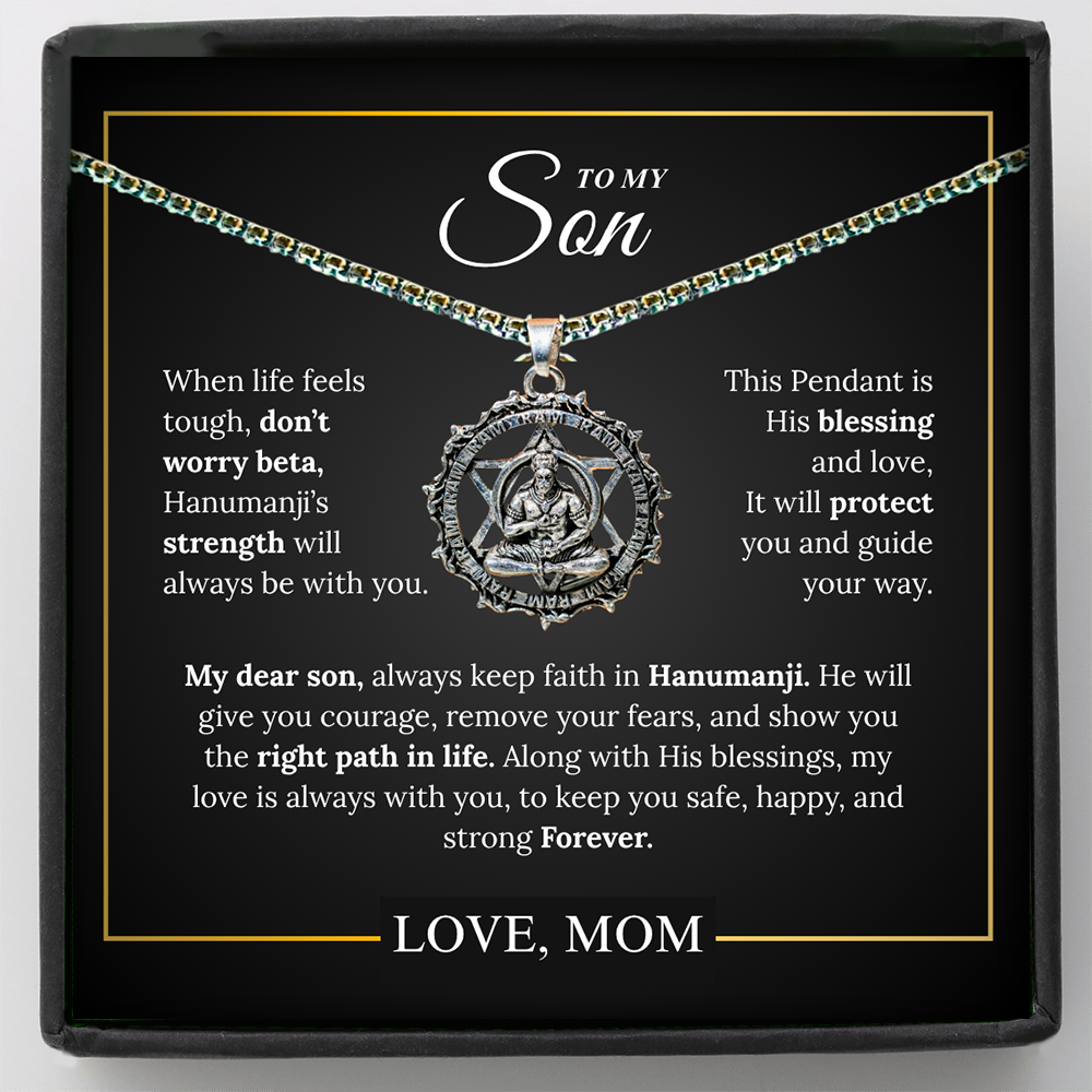 Hanuman Pendant Necklace for Son – Strength & Protection Gift from Mom