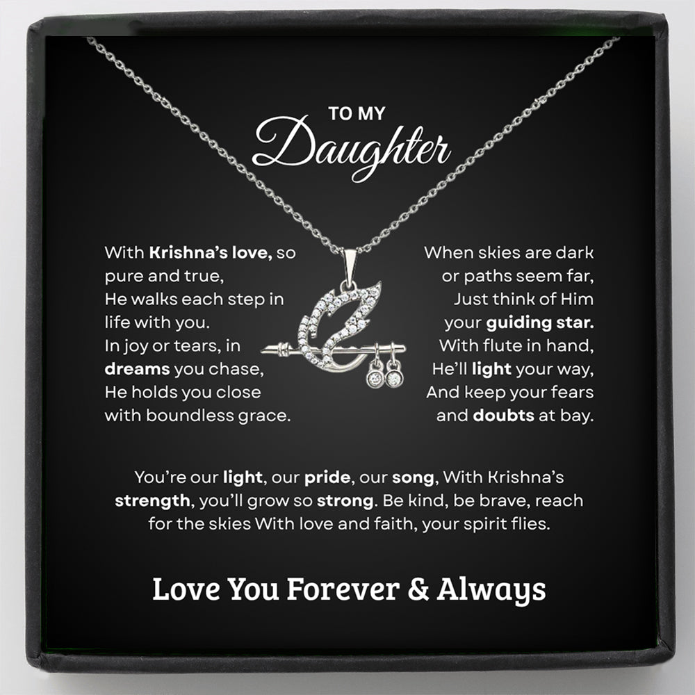 Shree Krishna Bansuri Pendant Necklace – Spiritual Jewelry Gift for Daughter from Dad & Mom
