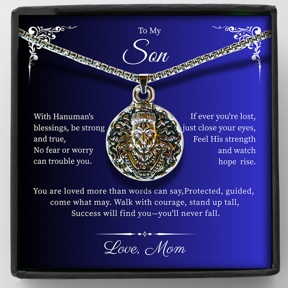 To My Son - Hanumanji Silver Pendent