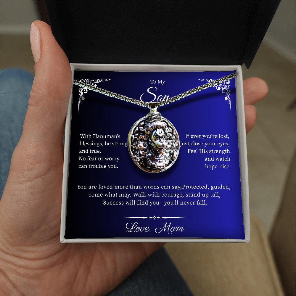To My Son - Hanumanji Silver Pendent