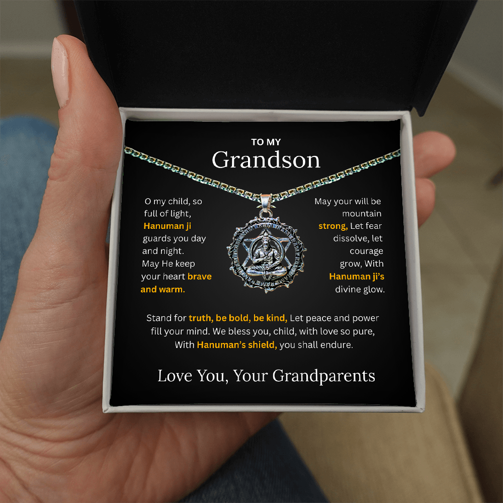 Hanuman Pendant Necklace for Grandson β Spiritual Protection Chain Gift | Lord Hanuman Necklace for Boys