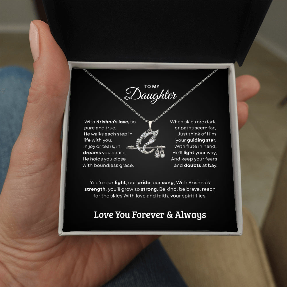 Shree Krishna Bansuri Pendant Necklace – Spiritual Jewelry Gift for Daughter from Dad & Mom