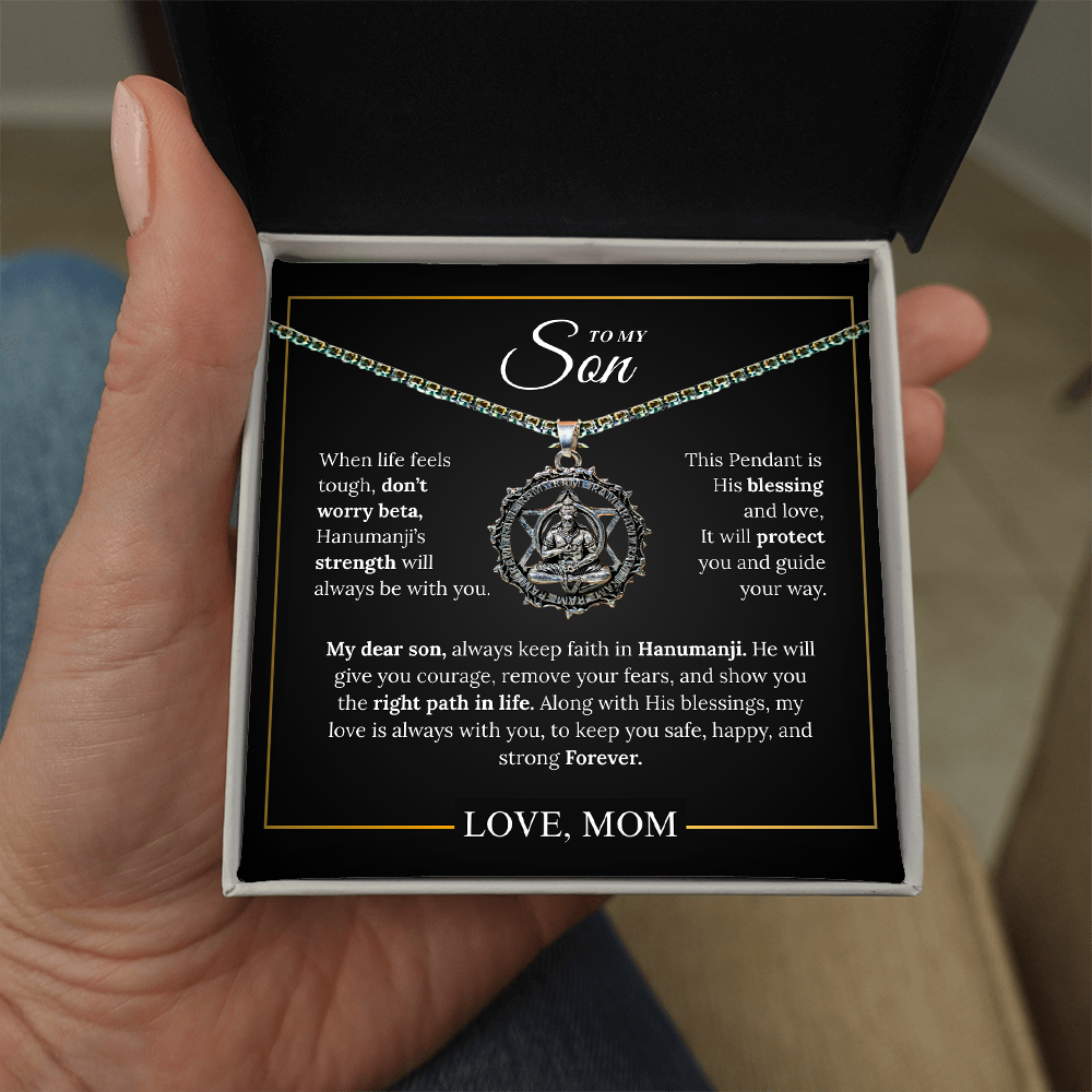 Hanuman Pendant Necklace for Son – Strength & Protection Gift from Mom