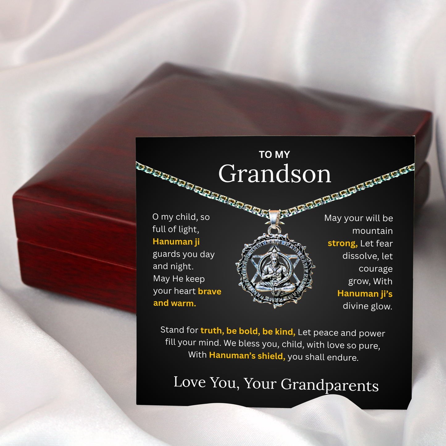 Hanuman Pendant Necklace for Grandson β Spiritual Protection Chain Gift | Lord Hanuman Necklace for Boys