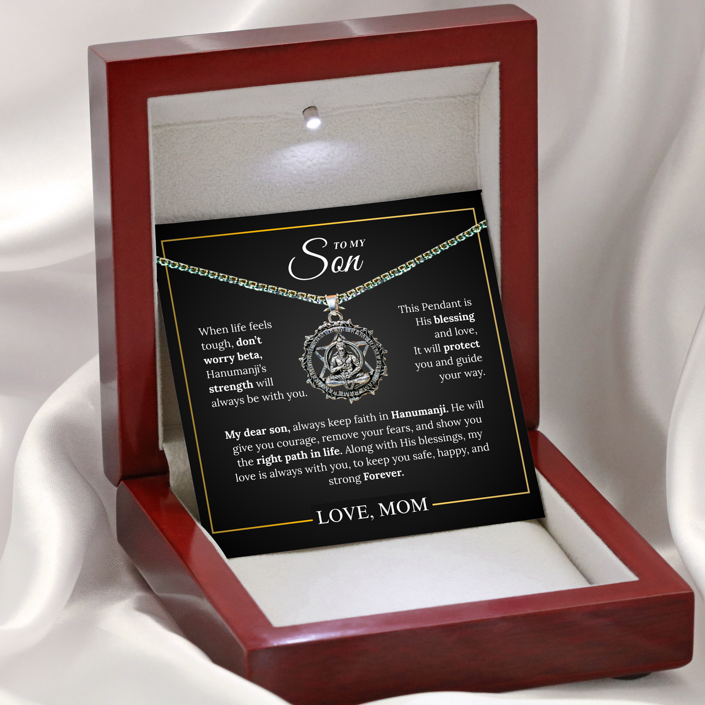 Hanuman Pendant Necklace for Son – Strength & Protection Gift from Mom