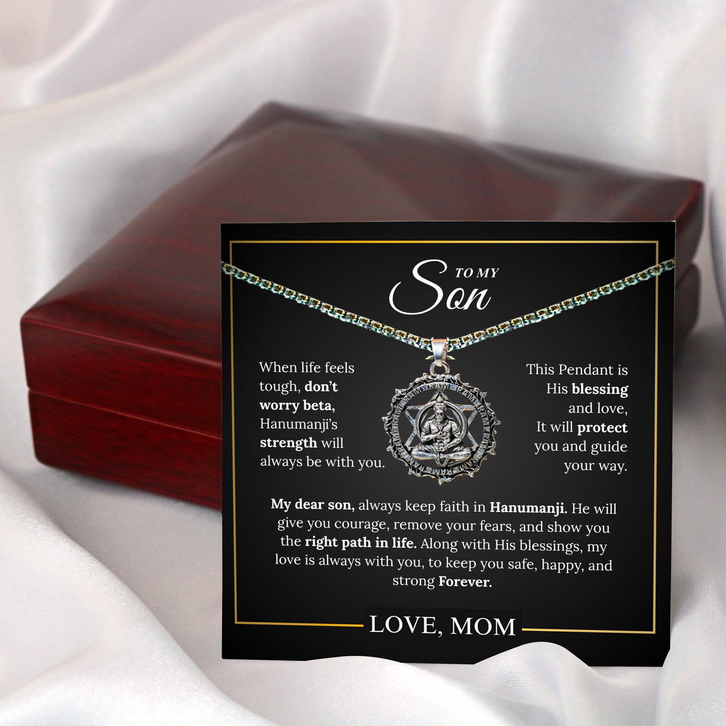 Hanuman Pendant Necklace for Son – Strength & Protection Gift from Mom