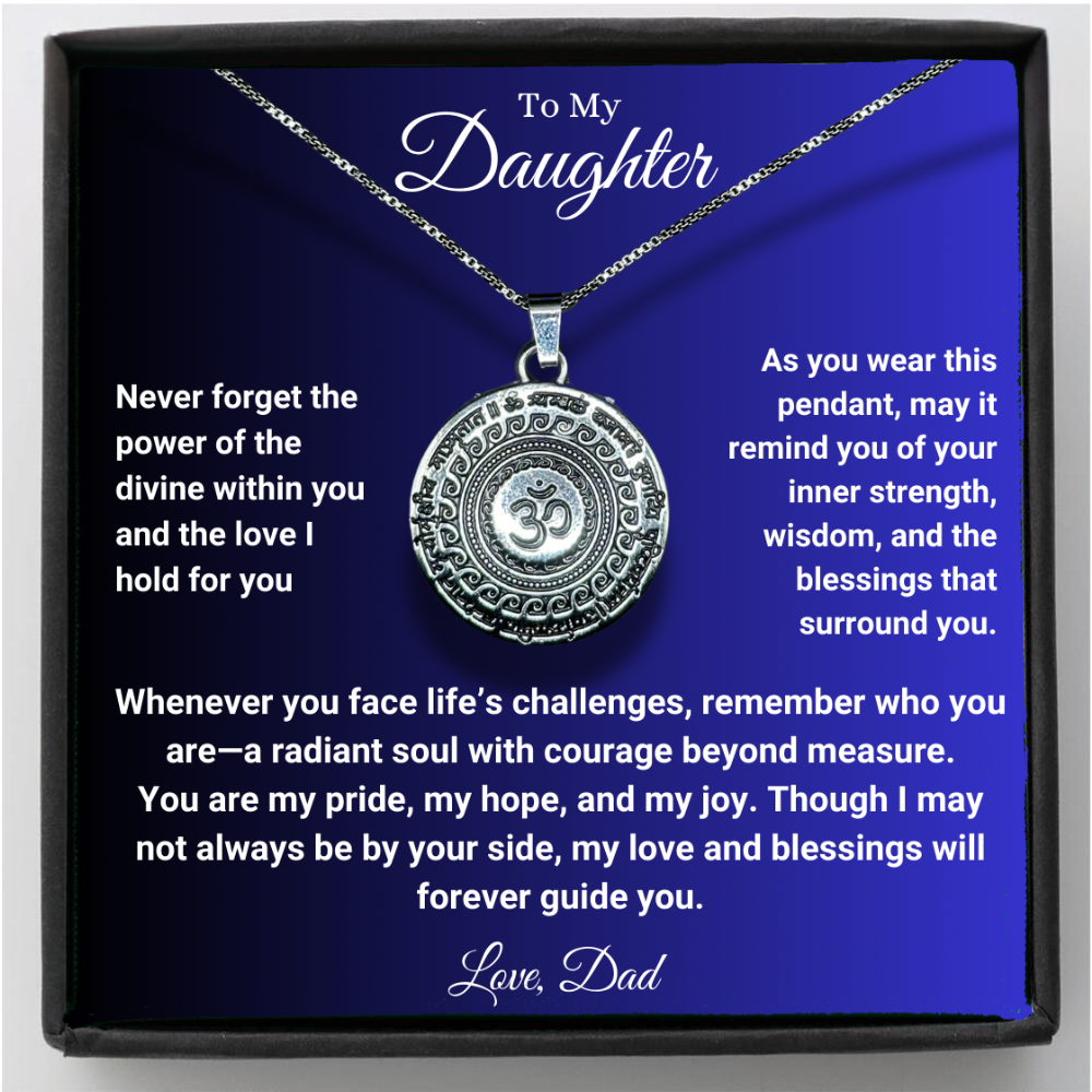Daughter Maha Mrityunjaya Mantra Om Necklace