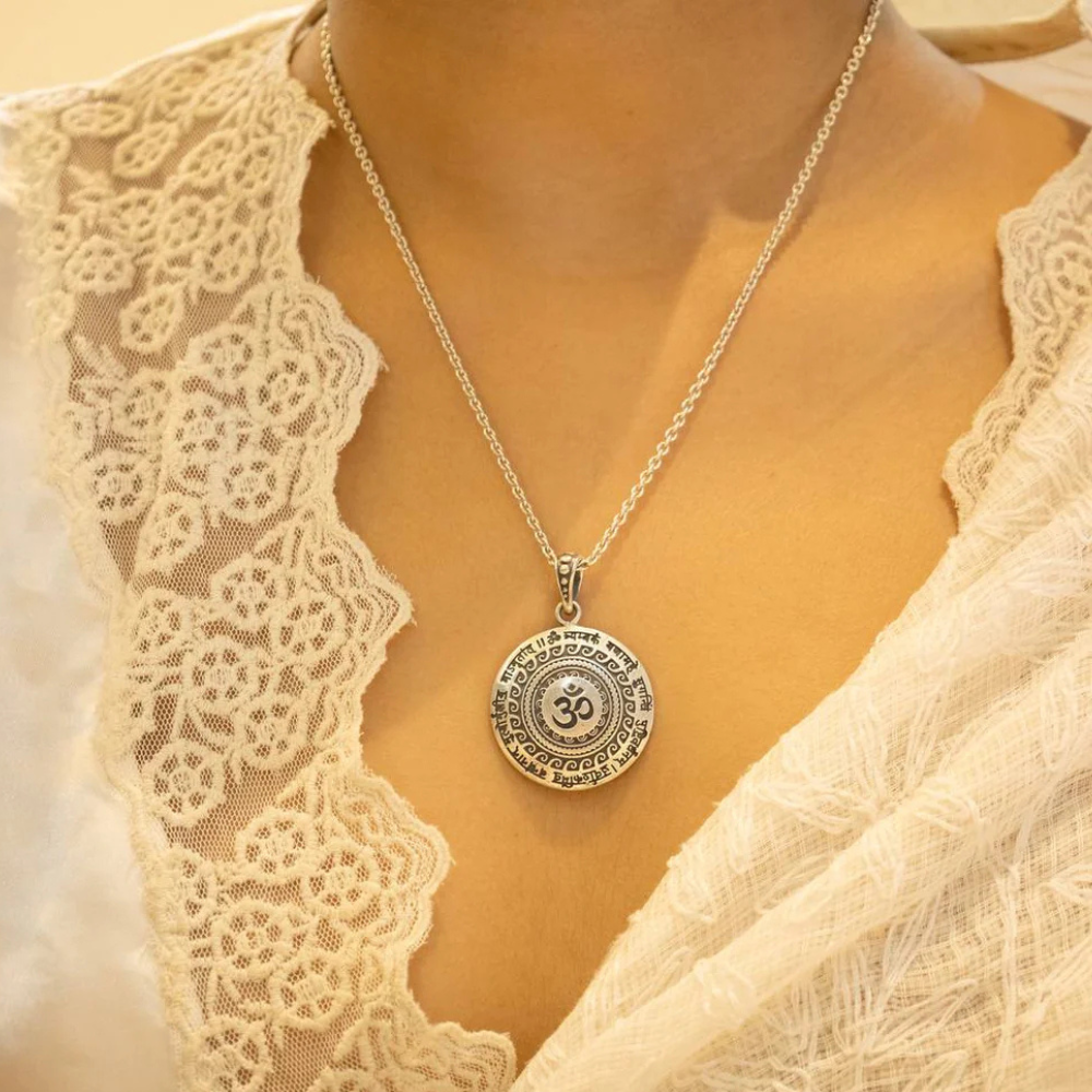 Daughter Maha Mrityunjaya Mantra Om Necklace