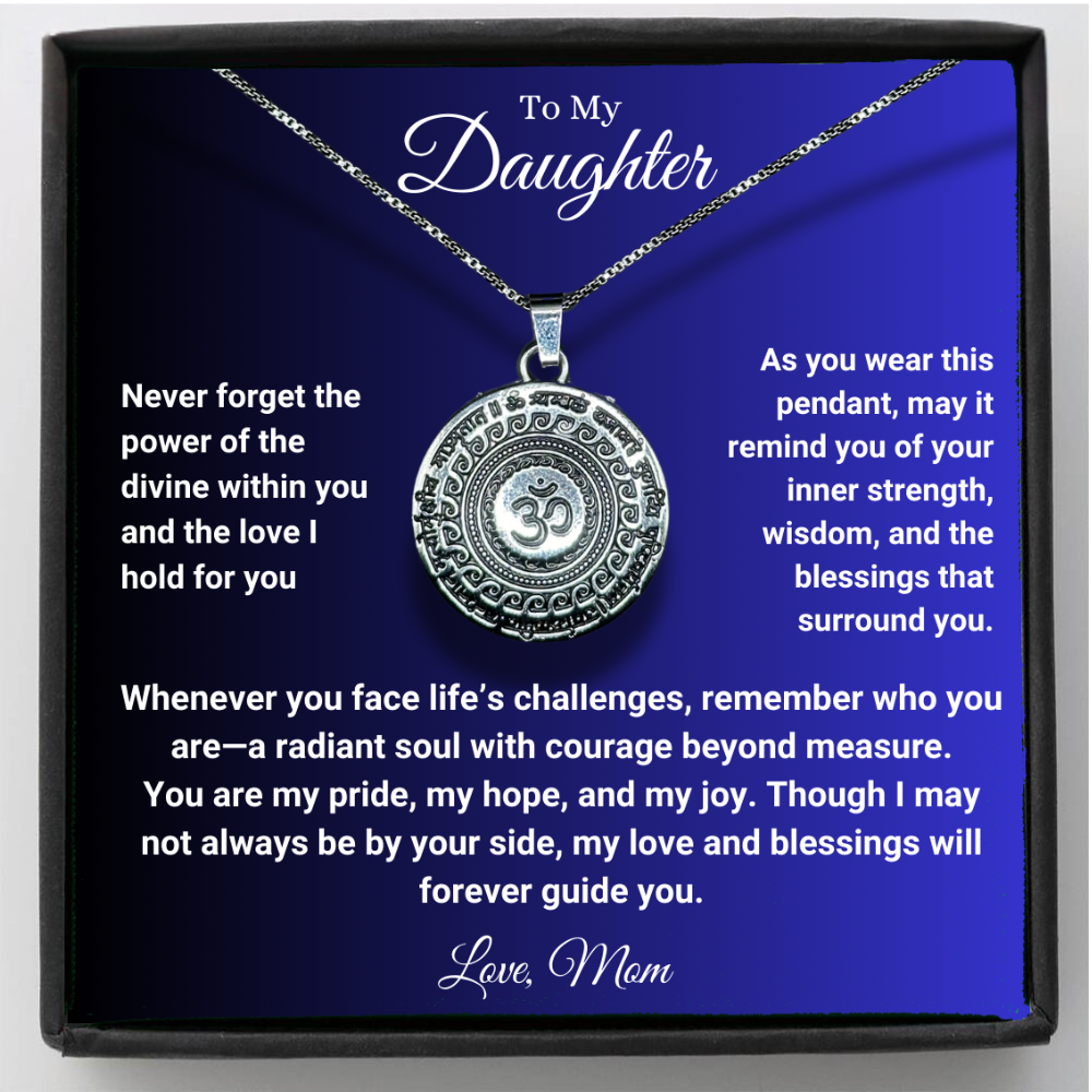 Daughter Maha Mrityunjaya Mantra Om Necklace