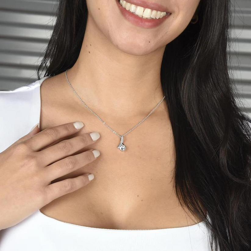 Alluring Beauty Necklace – Elegant CZ Pendant for Granddaughter, Timeless Gift from Grandpa
