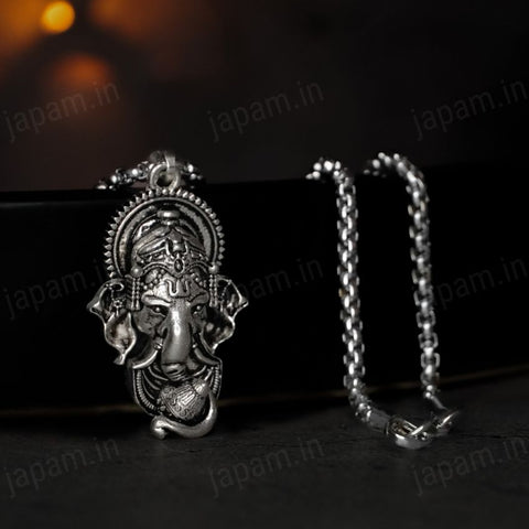 Sterling Silver Ganpati Pendant Necklace for Grandson – Divine Blessings, Protection & Spiritual Guidance from Grandparents