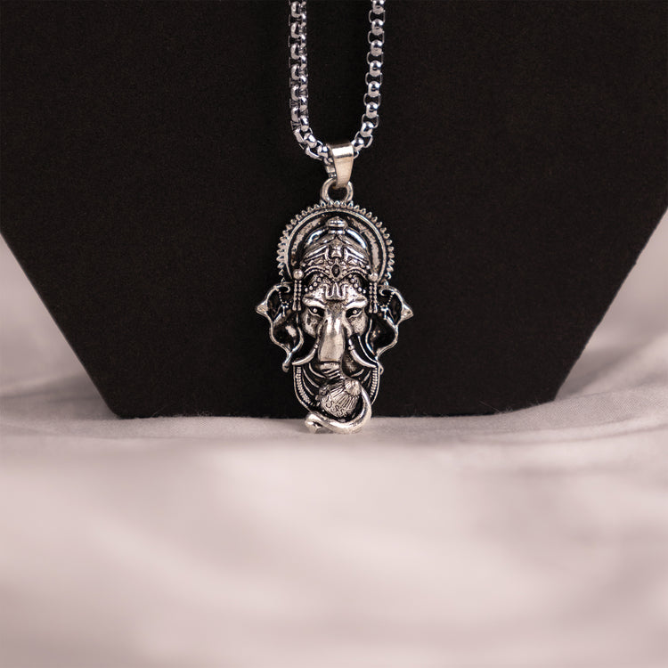 Sterling Silver Ganpati Pendant Necklace for Grandson – Divine Blessings, Protection & Spiritual Guidance from Grandparents