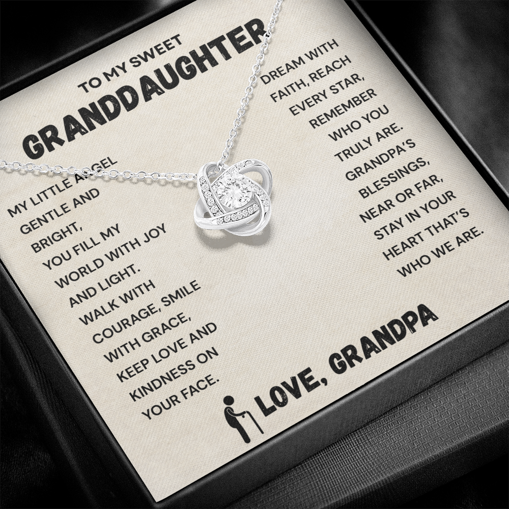 To My Granddaughter – Love Knot Necklace from Grandpa | Meaningful Gift for Granddaughter | Unbreakable Bond Jewelry with Gift Message Card