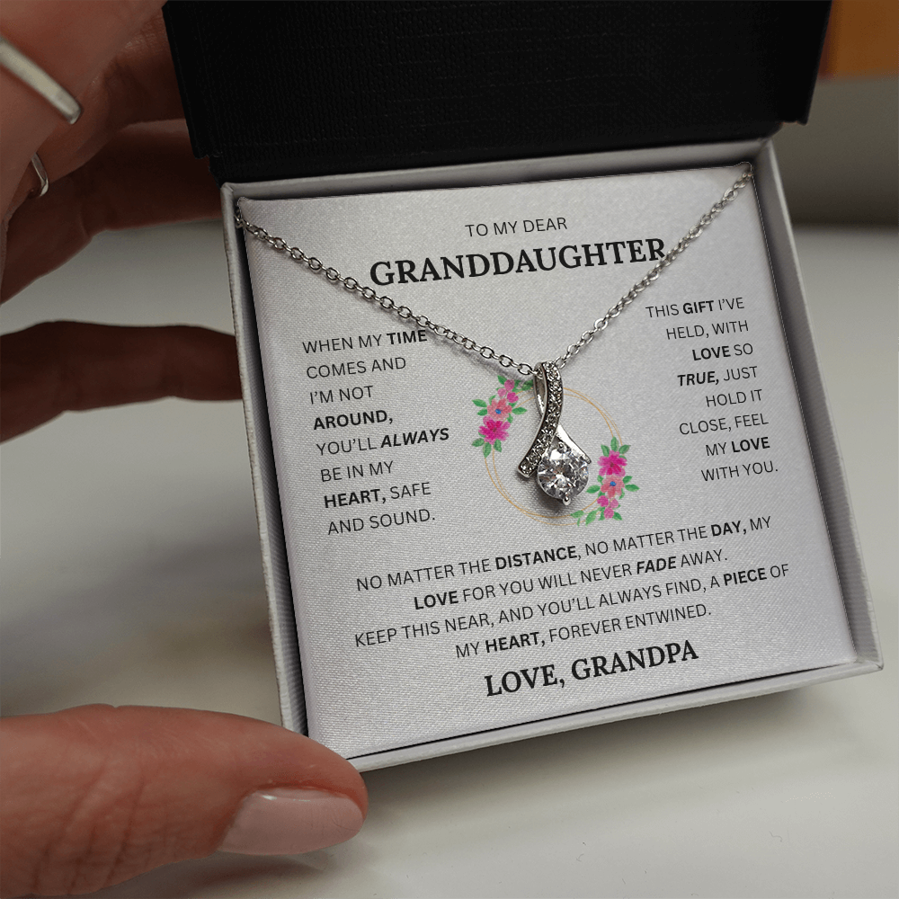Alluring Beauty Necklace – Elegant CZ Pendant for Granddaughter, Timeless Gift from Grandpa