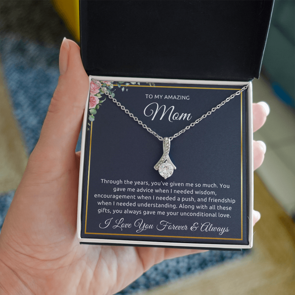 To My Mom Necklace – Alluring Beauty Pendant, Elegant Gift for Mother’s Day, Birthday, or Christmas