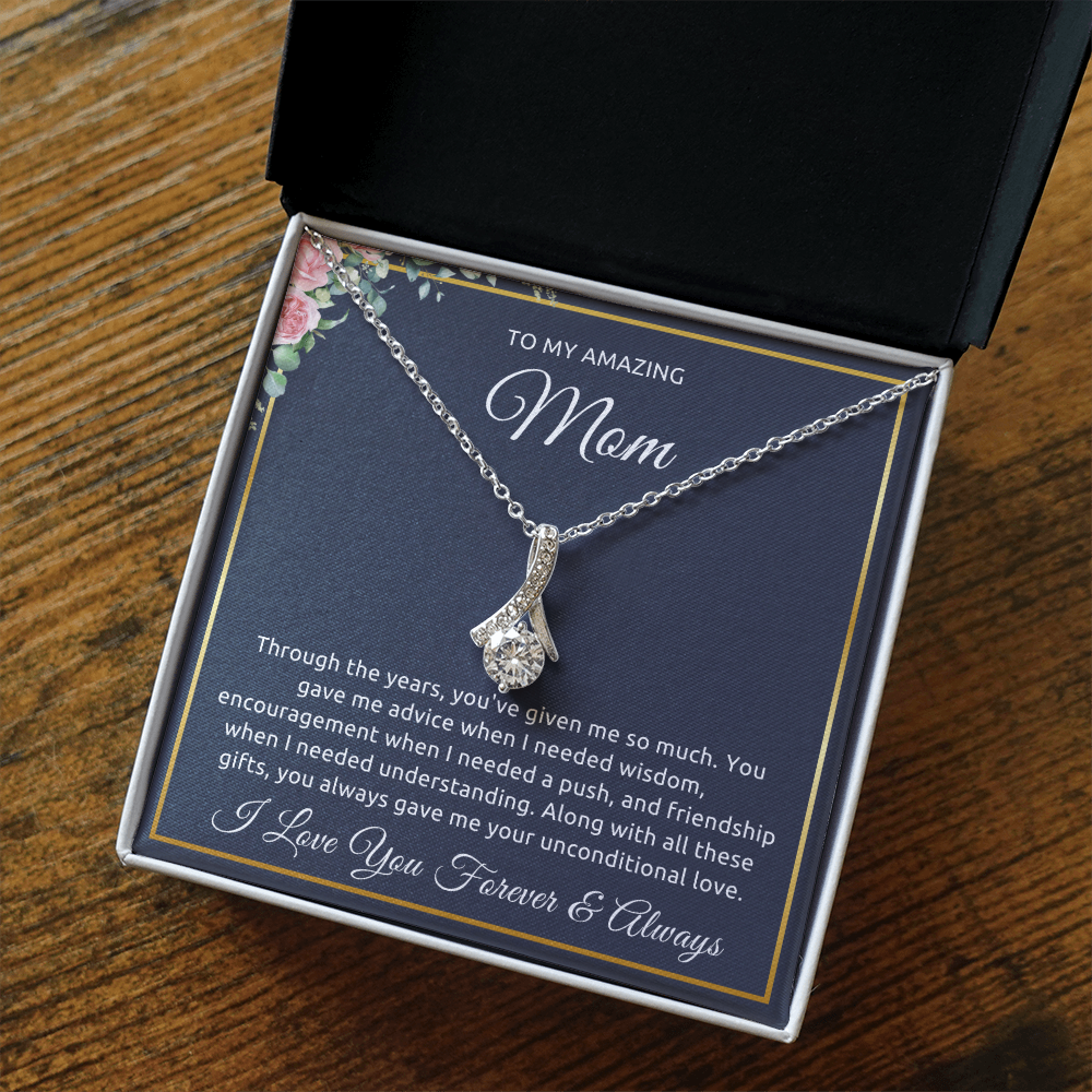 To My Mom Necklace – Alluring Beauty Pendant, Elegant Gift for Mother’s Day, Birthday, or Christmas