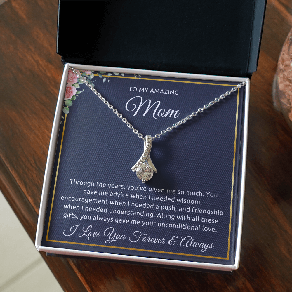 To My Mom Necklace – Alluring Beauty Pendant, Elegant Gift for Mother’s Day, Birthday, or Christmas