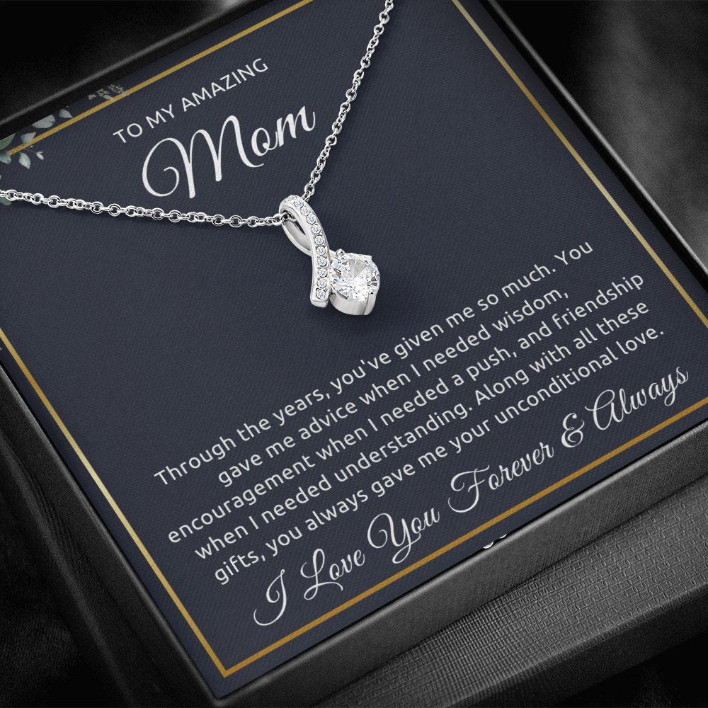 To My Mom Necklace – Alluring Beauty Pendant, Elegant Gift for Mother’s Day, Birthday, or Christmas