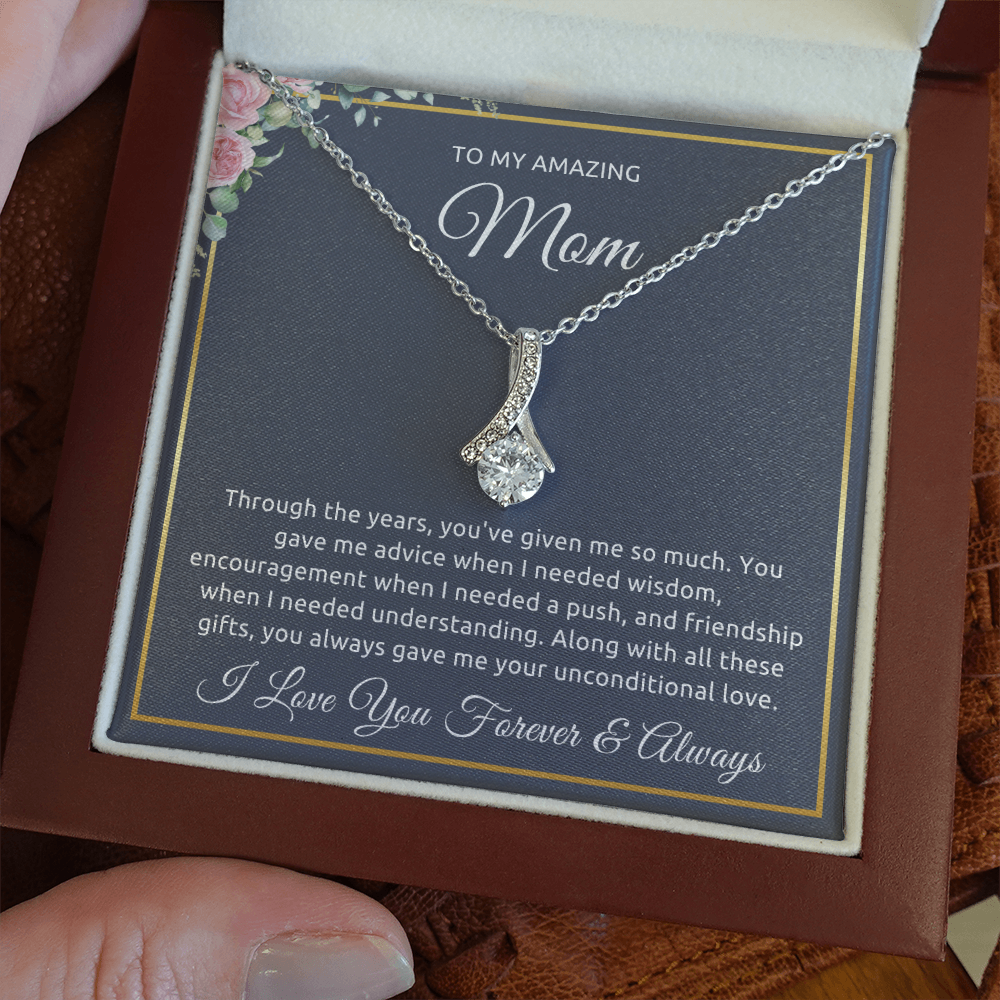 To My Mom Necklace – Alluring Beauty Pendant, Elegant Gift for Mother’s Day, Birthday, or Christmas