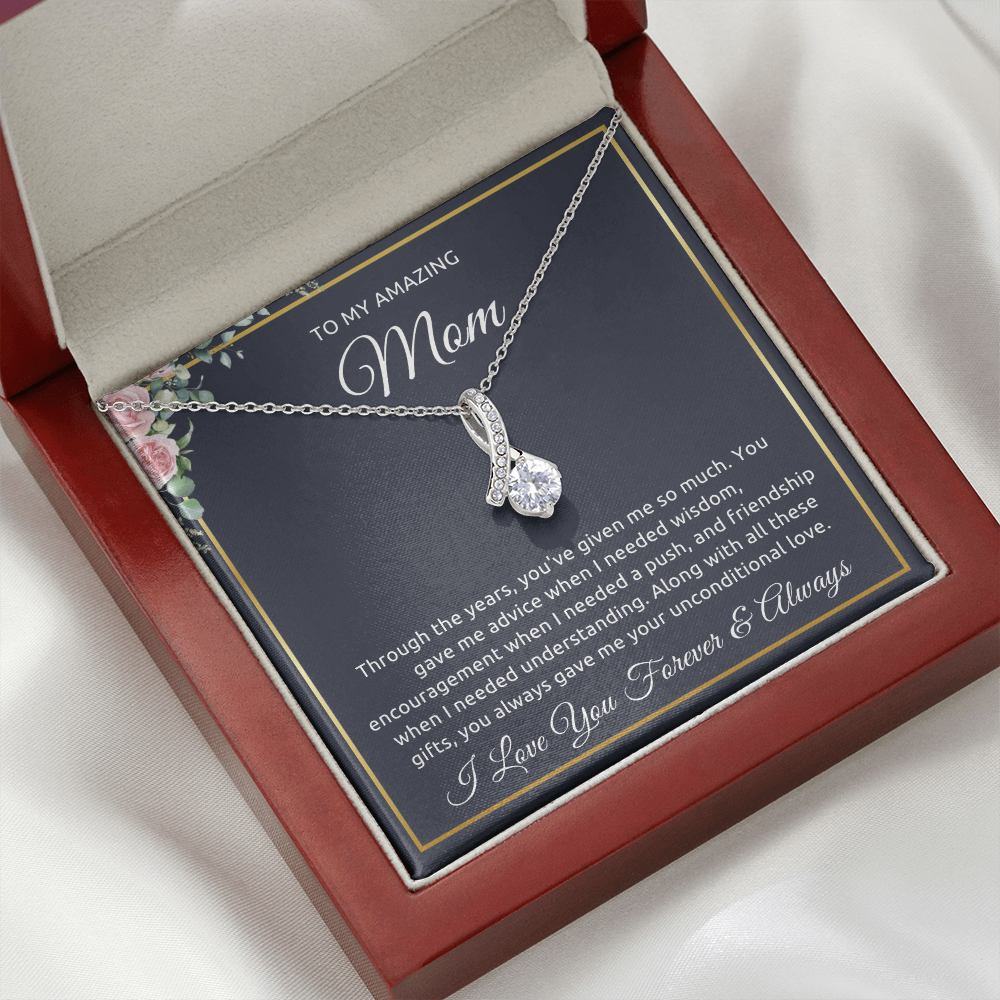 To My Mom Necklace – Alluring Beauty Pendant, Elegant Gift for Mother’s Day, Birthday, or Christmas