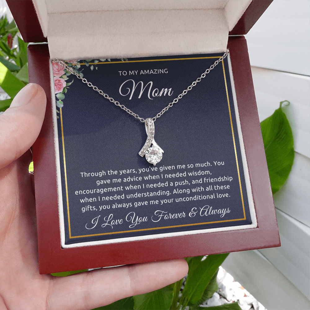 To My Mom Necklace – Alluring Beauty Pendant, Elegant Gift for Mother’s Day, Birthday, or Christmas