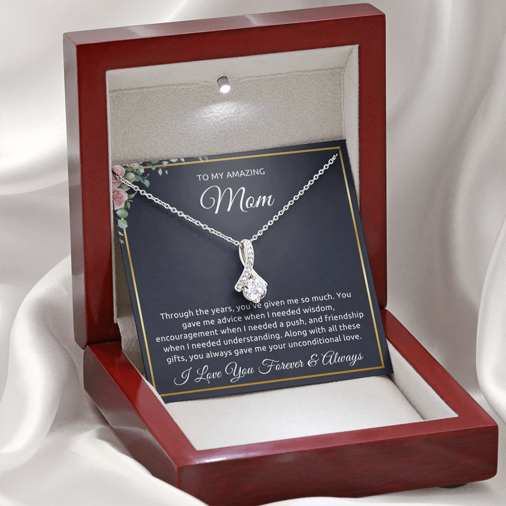 To My Mom Necklace – Alluring Beauty Pendant, Elegant Gift for Mother’s Day, Birthday, or Christmas