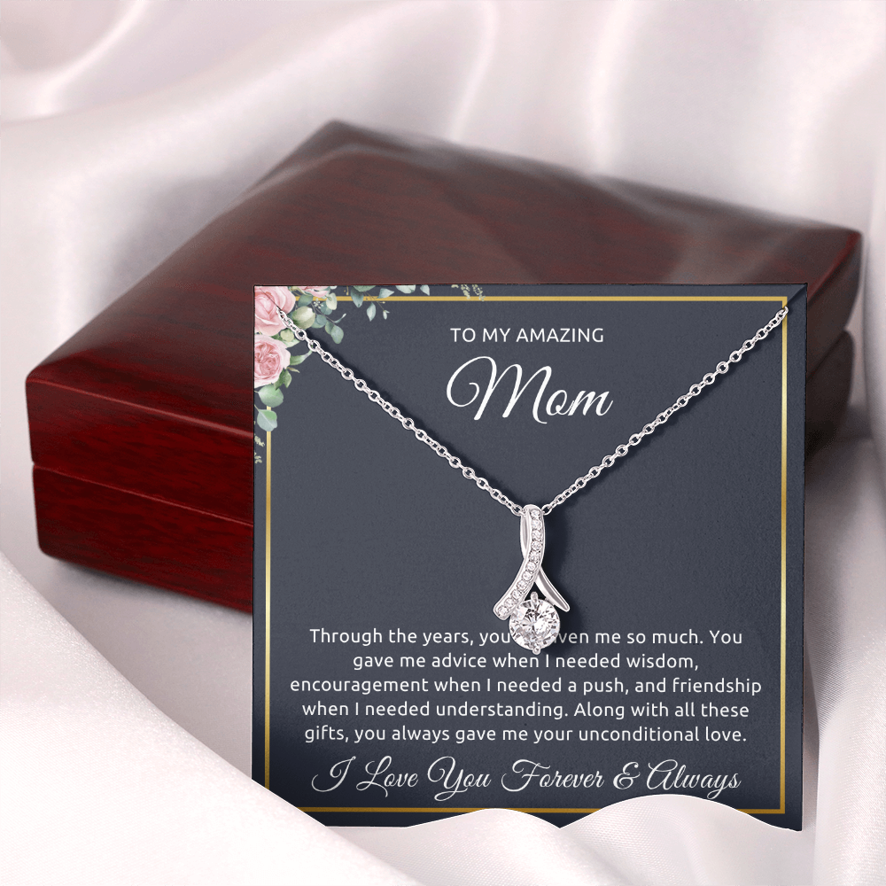 To My Mom Necklace – Alluring Beauty Pendant, Elegant Gift for Mother’s Day, Birthday, or Christmas
