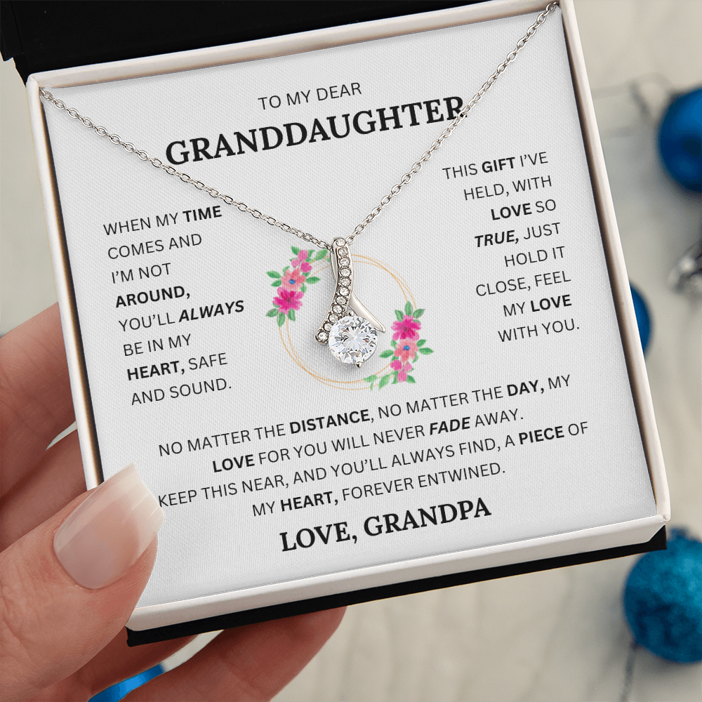 Alluring Beauty Necklace – Elegant CZ Pendant for Granddaughter, Timeless Gift from Grandpa