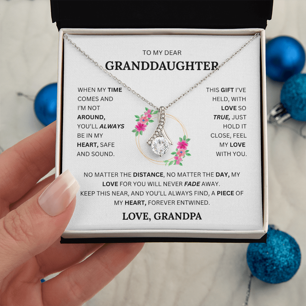 Alluring Beauty Necklace – Elegant CZ Pendant for Granddaughter, Timeless Gift from Grandpa