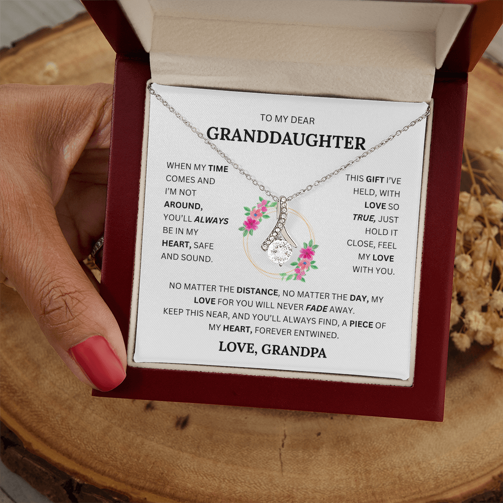 Alluring Beauty Necklace – Elegant CZ Pendant for Granddaughter, Timeless Gift from Grandpa
