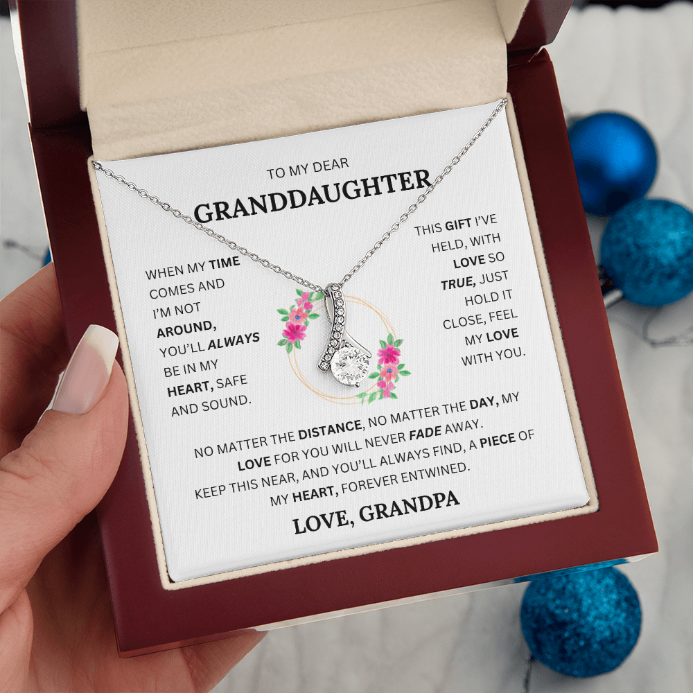 Alluring Beauty Necklace – Elegant CZ Pendant for Granddaughter, Timeless Gift from Grandpa