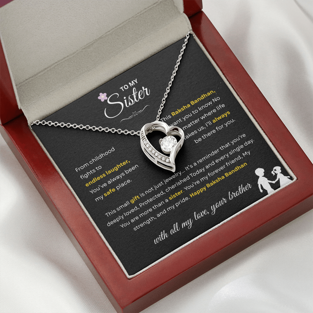 Raksha Bandhan Gift for Sister from Brother – Forever Love Necklace – Unbreakable Bond Jewelry