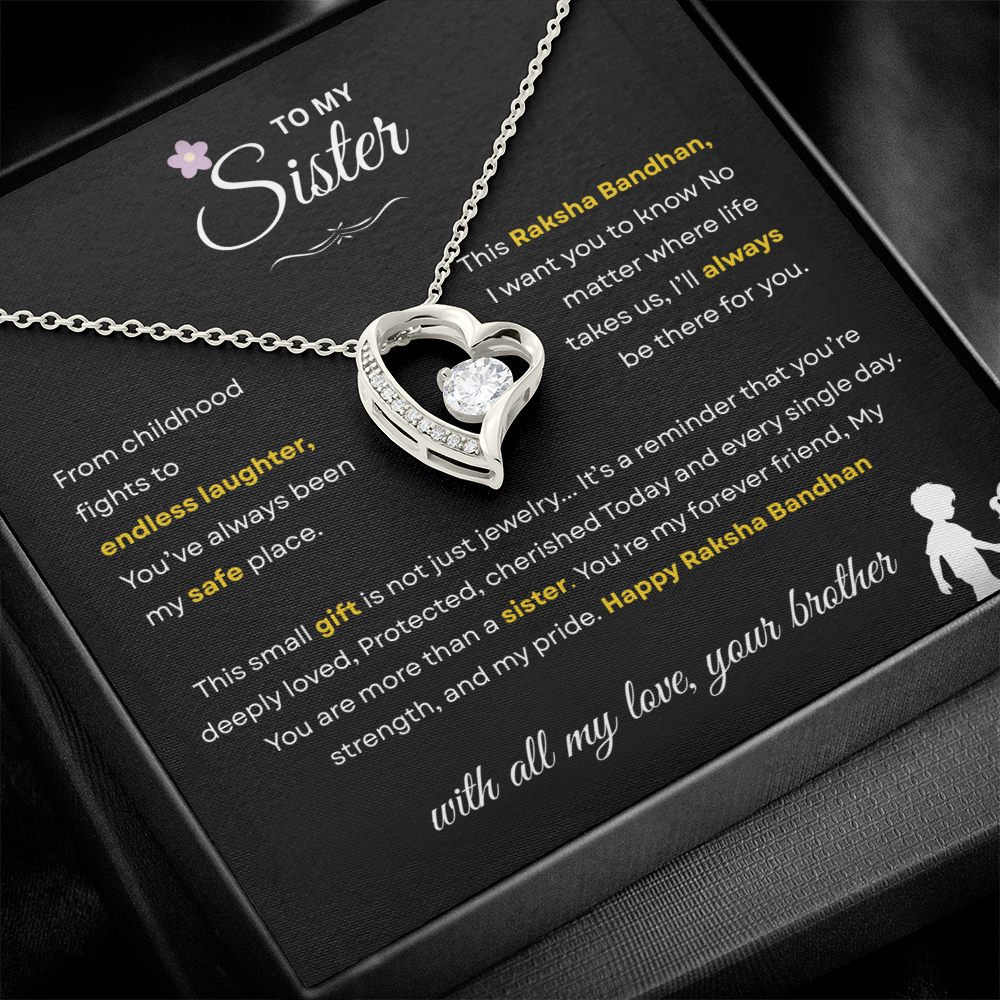 Raksha Bandhan Gift for Sister from Brother – Forever Love Necklace – Unbreakable Bond Jewelry