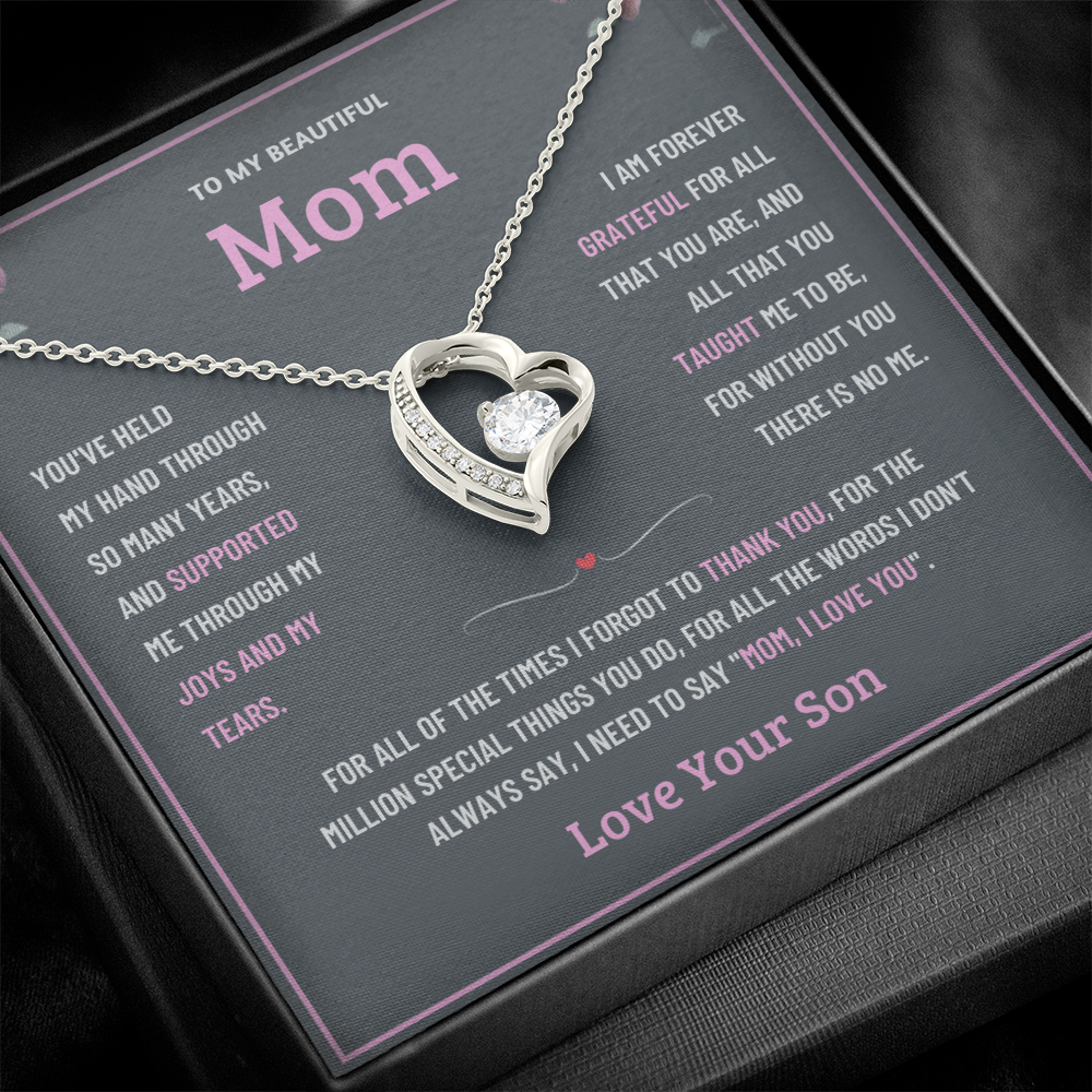 To My Wonderful Mom Necklace Gift - From Son