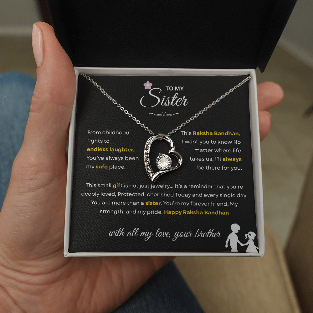 Raksha Bandhan Gift for Sister from Brother – Forever Love Necklace – Unbreakable Bond Jewelry