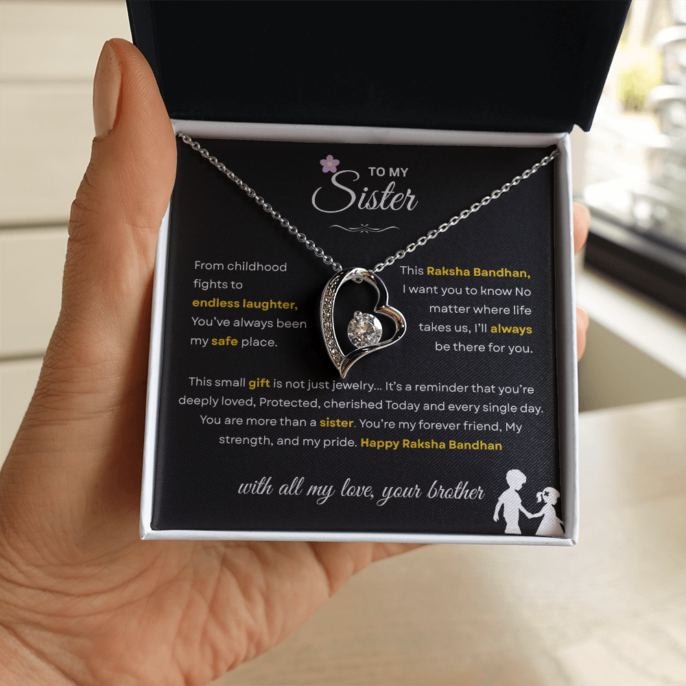 Raksha Bandhan Gift for Sister from Brother – Forever Love Necklace – Unbreakable Bond Jewelry