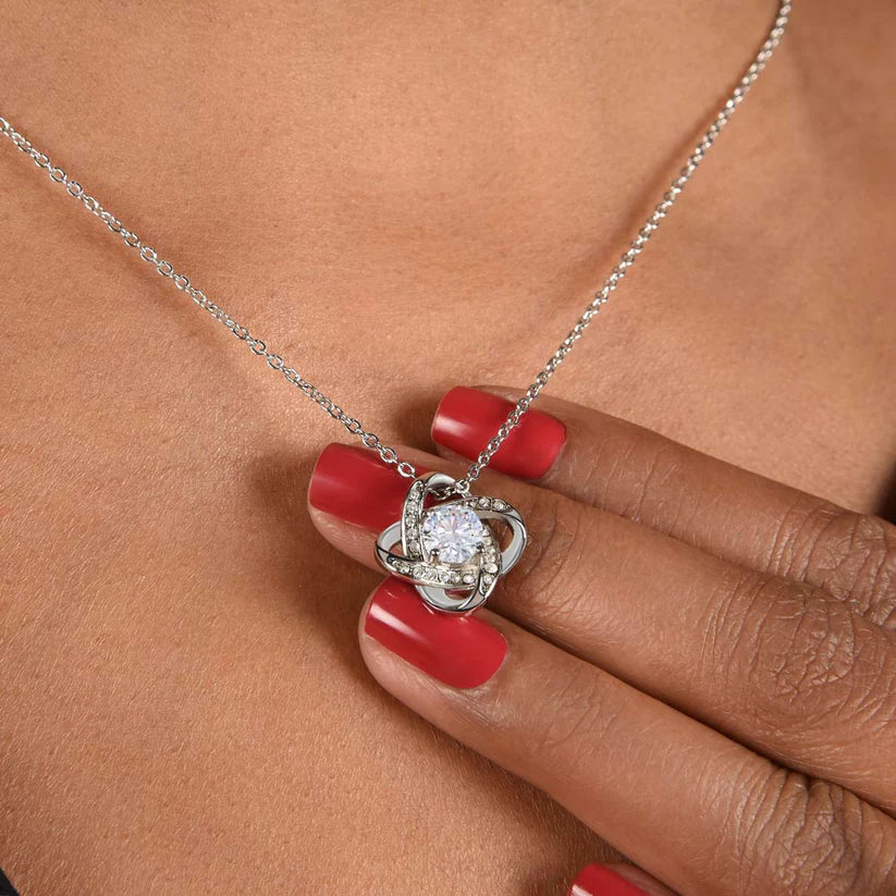To My Granddaughter - Love, Grandmom -Love Knot Necklace