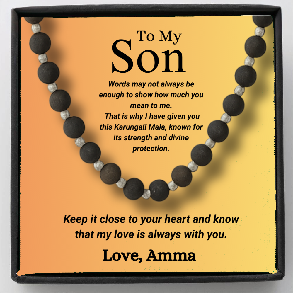 Silver Plated Eternal Karungali Mala - Natural Ebony Wood (Govt. Certified) For Son