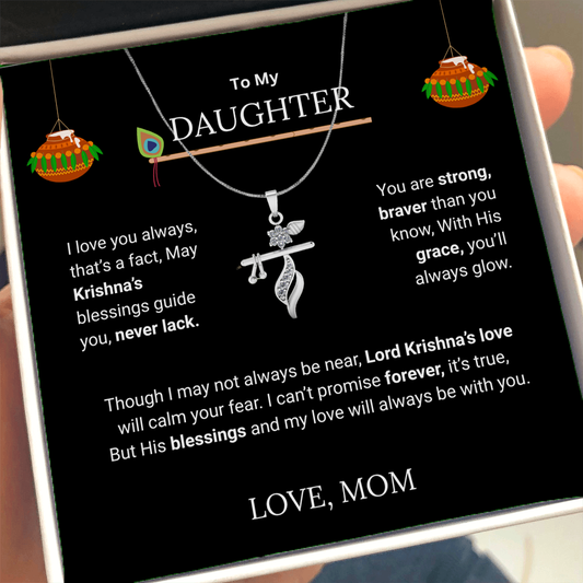 Shri Krishna Blessings Flute Pendant - Brass - Divine Gift from Mom to Daughter