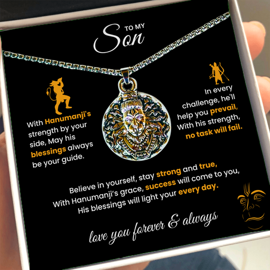 Sterling Silver Hanuman Pendant Necklace for Son – Divine Strength & Protection