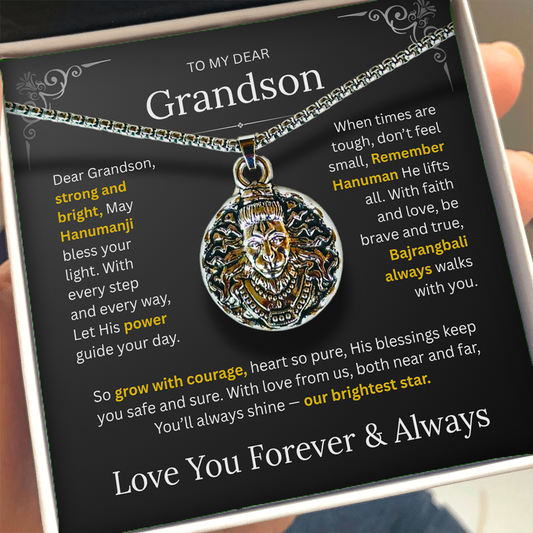 Hanuman Pendant for Grandson – Lord Hanuman Necklace for Protection, Spiritual Gift of Strength & Blessings