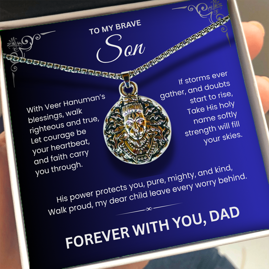 💫 To My Brave Son – Hanumanji Blessings Pendant from Dad  A Father’s Silent Strength, A Son’s Eternal Shield.