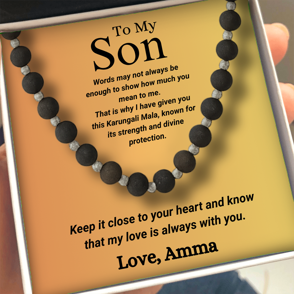 Silver Plated Eternal Karungali Mala - Natural Ebony Wood (Govt. Certified) For Son